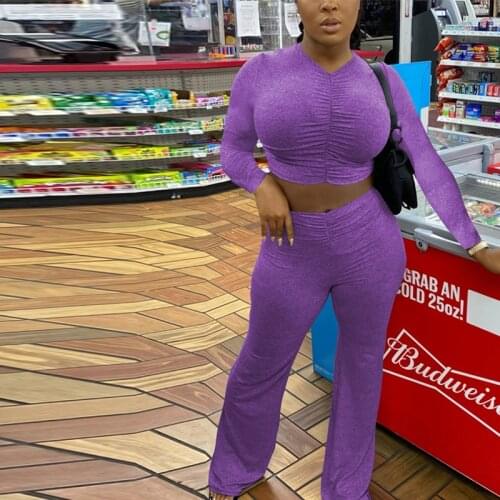 Cotton 2 PCS Womens Pantsuits Long Sleeve Shirts +High Waist Pants Plus Size Causal Straight Outsuit Pants Sets Playsuit 2021