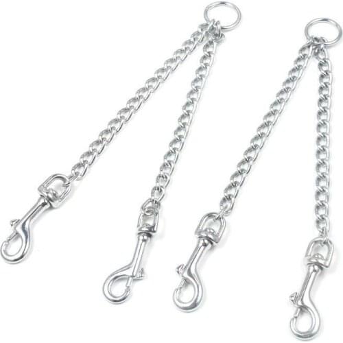 2.5mm*40cm Iron Chain Double Dog Leash For Tow Dogs Leash Pet Dog Coupler Leash For Small Dogs Running Walking