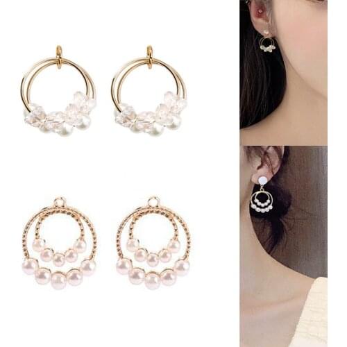 2020New 60Pcs Rhinestones and Pearl Round alloy button for DIY Jewelry earring or necklace Pendant accessories BY41-ER275