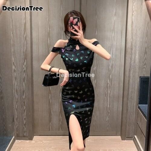 2021 sexy chinese dresses chinese qipao oriental styled dresses satin chinese style modern cheongsam oriental silk dress