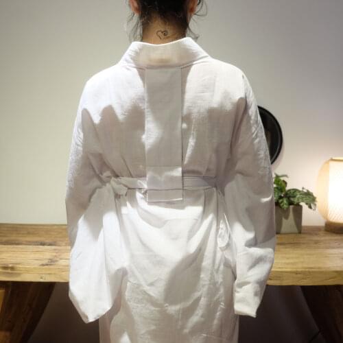 2021 Woman Japanese Kimono Style yukata Loose Solid white inner Tendon including collar 120cm