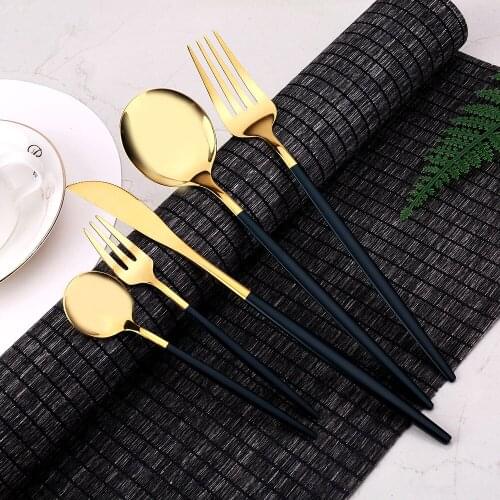 24-30Pcs/Set Kitchen Dinnerware Utensils Cutlery Lunch Dishes Complete Dinner Knife Fork Spoons Tableware Sturdy Stainless Steel