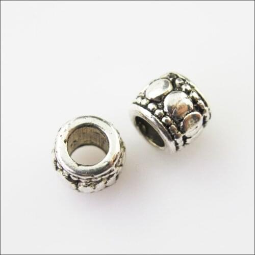 35 New Tiny Tube Charms Tibetan Silver Tone Spacer Beads 7mm