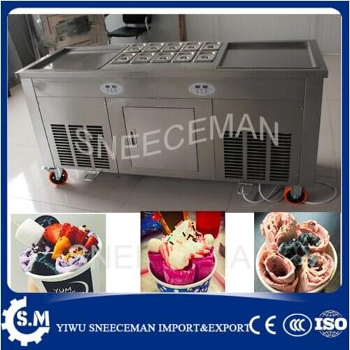 45cm square pan fried ice cream machine double pan roll flat fried ice cream roll roller machine