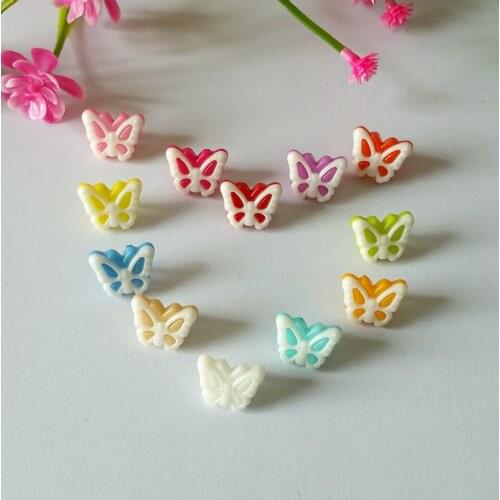 50Pcs Cartoon plastic Sewing Buttons butterfly style Sewing Accessories Mixed Cabochons Scrapbooking12x13mm