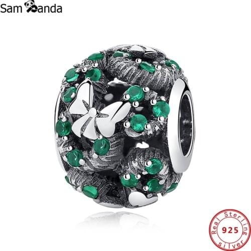 2019 Authentic 925 Sterling Silver Charm Bead Dark Green Glass Beads Charm Fit Bracelets Bangles Jewelry Charms Making