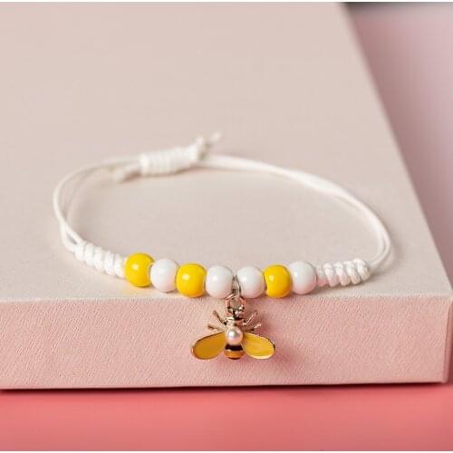 Cute Metal Drip Glaze Pendant Bracelet Hand-Wowen Gift Bracelets Rope Chain Bangles For women Girl Children Wholesale #MZ128