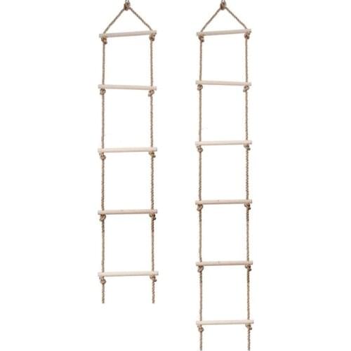Wooden Rope Ladder Multi Rungs Children Climbing Toy Safe Sports Rope Swing
