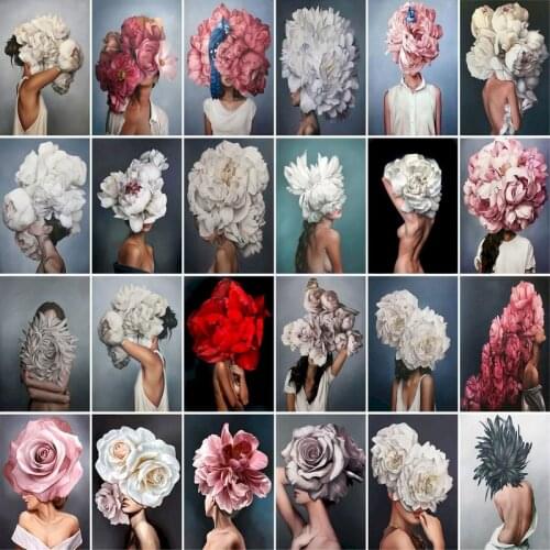 GATYZTORY 60X75cm Oil Painting By Numbers Flower and Women DIY Paint By Numbers On Canvas Home Decor Frameless Digital Painting