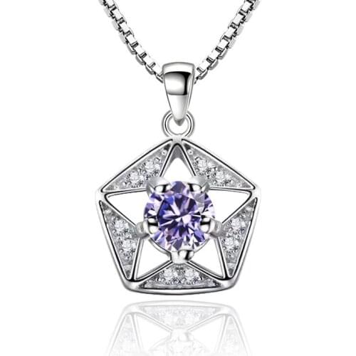 Hot Sale Fashion Shiny Crystal Hollow Star 925 Sterling Silver Pendant Necklaces for Women jewelry Christmas Gift Drop Shipping