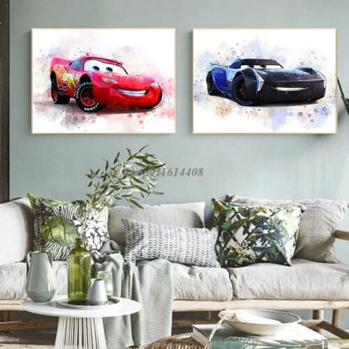 Canvas Painting Disney Classic Cartoon Modern Pixar Car Posters and Prints Wall Art Pictures for Children Living Room Home Decor