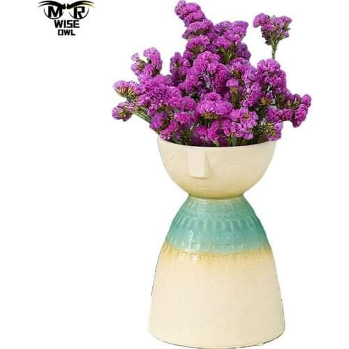 Ceramic Face Vase Nordic Simple Interior Bonsai Bedroom Living Room Desktop Decoration Office Ornaments Home Decor Flower Pot
