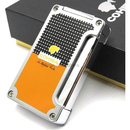 COHIBA Classic Design Metal Single Torch Flame Jet Cigar Cigarette Lighter With Punch Outdoor Smoking Tobacco Tool