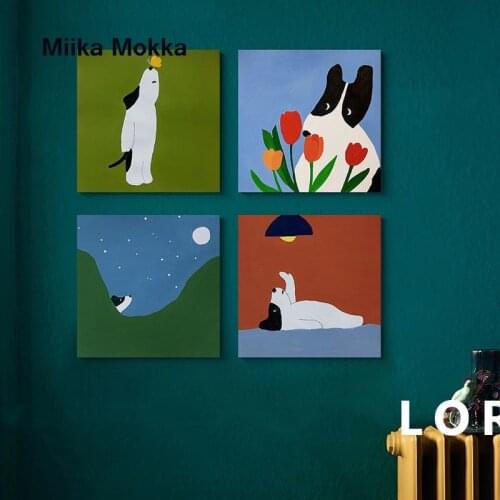 Cute Simple Cartoon Bear Elephant Cat Nordic Canvas Picture Print Wall Art Poster Decor for Nursery Baby Girls Room