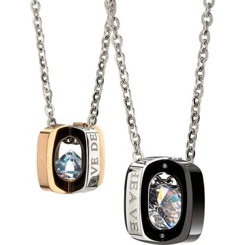 Fashion Square Pendants Stainless Steel Loves Pendant Necklace Women/ Mens Love Gift Jewelry
