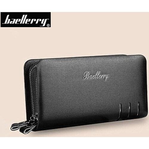 Double Zipper Men Wallets High Quality PU Leather Wallet Men Card Holder Baellerry Male Clutch With Coin Pocket Money bag