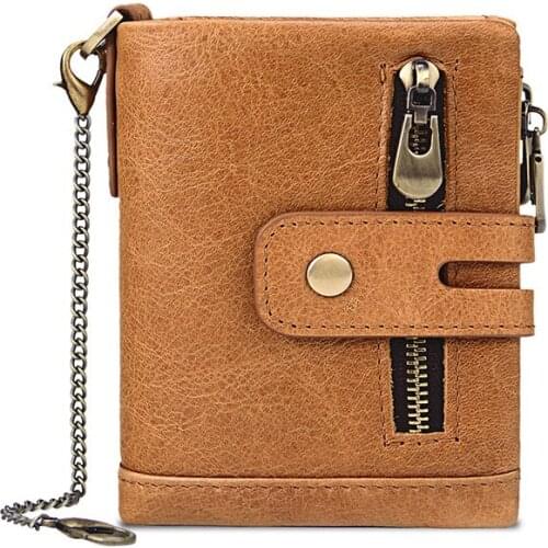 2021 New European and American Fashion Mens Leather Wallet Short Three-fold Multi-card Slot Crazy Horse Leather Mens Wallet