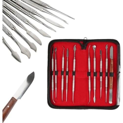 10PCS/1set Stainless Steel Versatile Teeth Wax Carving Tool Teeth Instrument Kit Lab Equipment With Holder Case Braces