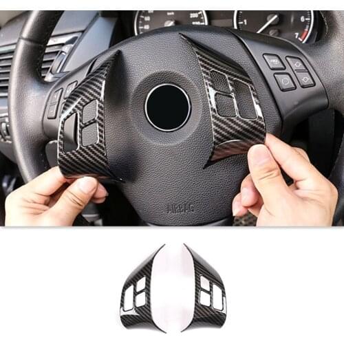 Carbon Fiber Styling Steering Wheel Buttons Decoration Cover Sticker For BMW 3 series E90 X1 E84 lnterior Auto Accessories