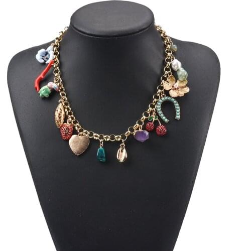 New ZA Flower Necklace for Women Boho Gold Chain Nature Stone Necklace Summer Holiday Jewelry Party Gifts