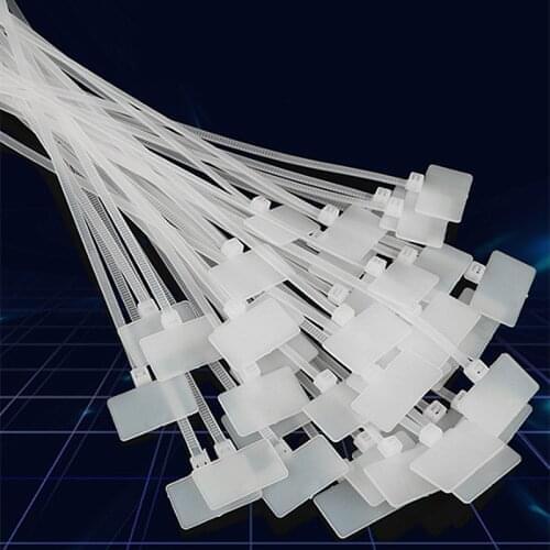 100 pcs Easy mark 3X100mm 4X150mm 4X200mm Nylon Cable Ties tag labels Plastic loop Ties markers Cable Tag self-locking Zip Ties