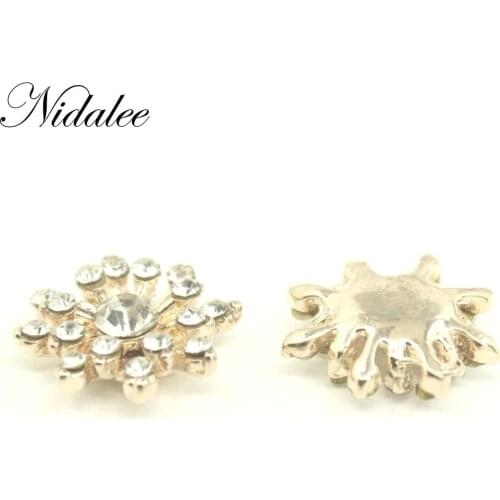 Nidalee Rhinestone DIY Applique Metal Button Swimsuit Sandals Jewelry Flats for Wedding Gifts Diamante upholstery 15mm 10pcs