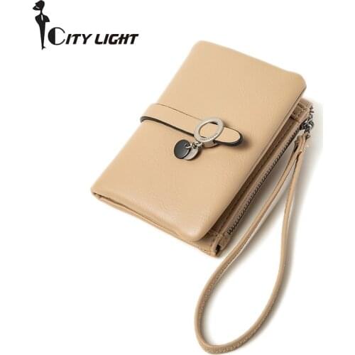 New Women Small Wallets Purse Wrist Strap Wallet Carteira Fashion Hasp Three Fold Coin Purse Short Carteras