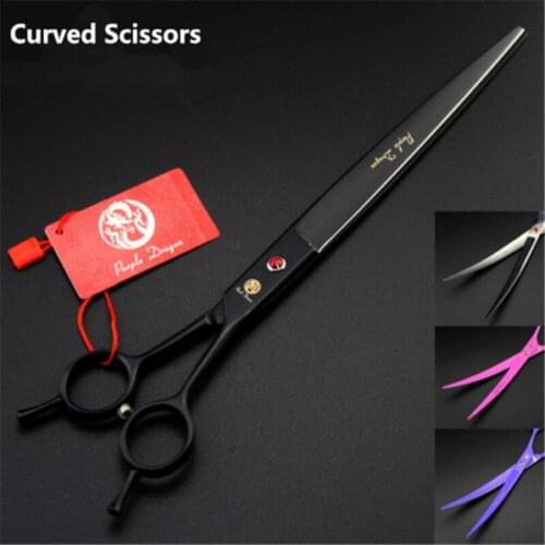 Purple Dragon 9 Inch Dog Grooming Shears Curved Scissor Pet Ultimate Beauty 4 Colors Hairdressers Scissors Clippers for Dogs