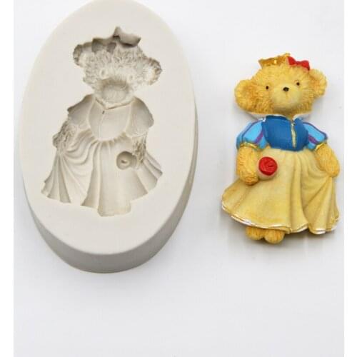 Adorable Princess Bear Fondant Cake Border Decorating Silicone Mold For Birthday Party Wedding Chocolate Candy Mould