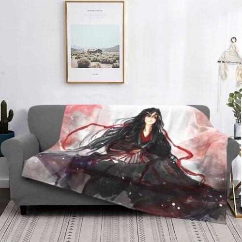 Mo Dao Zu Shi Blanket Coral Fleece Plush Textile Decor Wei Wuxian Lightweight Thin Throw Blanket for Home Bedroom Bedding Throw