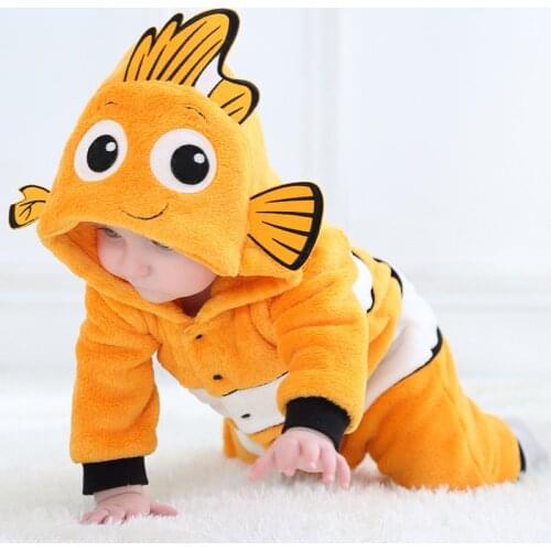 Cosplay Clothes Baby Romper Onesie Infant Boy Girl Cartoon Nemo Baby Onesie Ropa Bebe Rompers Onesie Winter Soft Outfit Costume