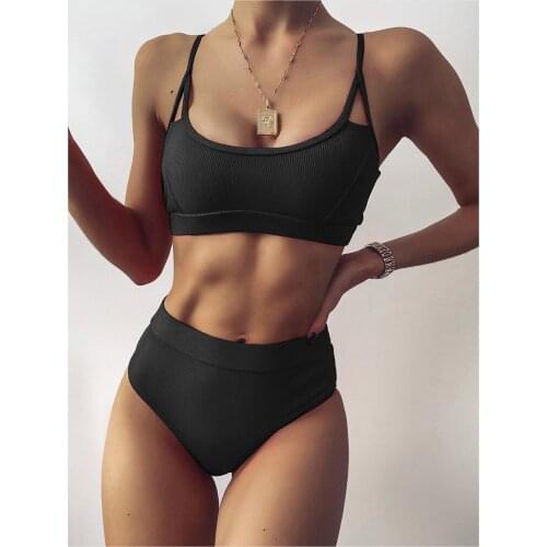 Solid Bikinis Women Summer Swimsuit Bikini 2021 Sexy Push Up Swimwear High Waist Bathing Suit Brazilian Bikinis Badeanzug #T4G