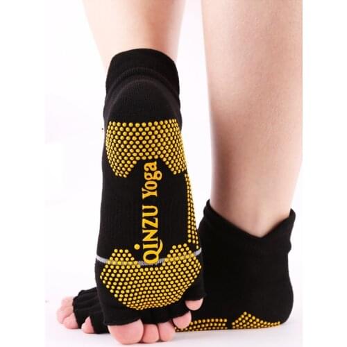 Professional Yoga Socks Women Men Cotton Backless Anti-Slip Open Toe Half-fingers Pilates Fitness Ballet Sport Socks Slippers
