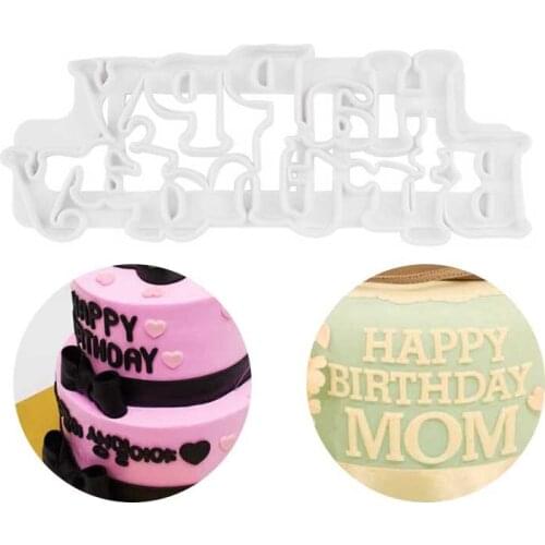 Happy Birthday Cookie Cutter Plastic Biscuit Cut Mold Baking Fruit Cut Cake Mold Embossing Printing Die