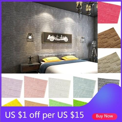 DIY Self-Adhesive 3D Brick Wall Stickers Living Room Decor Foam Waterproof Panels Covering Wallpaper for Home TV Background Kids