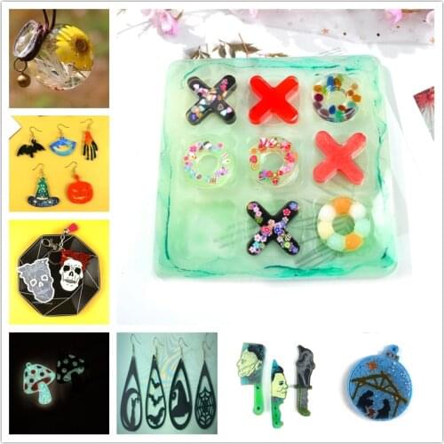 Tic Tac Toe OX Chess Game Transparent Silicone Casting Mold For DIY UV Epoxy Resin Crafts Handmade Jewelry Making Tools