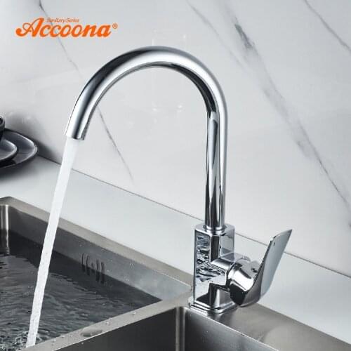 Accoona Kitchen Faucet 360 Degree Swivel Kitchen Sink Faucet Single Handle Hot and Cold Mixer Sink Classic Chrome Faucets A4555