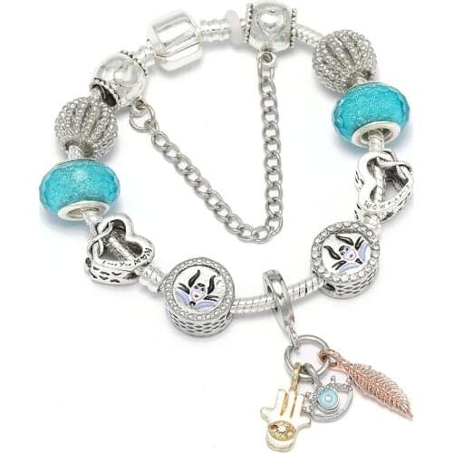 Charm Lady Bracelet DIY Silver plated Snake Bone Chain Charm Beaded Cartoon Animeland Fine Brand Bracelet Gift Direct Shipping