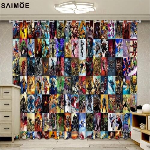 Super Hero Design Children Curtain For Boys Bedroom Living Room Window Drapes Cartoon Ultra-thin Micro Shading Blackout Curtains