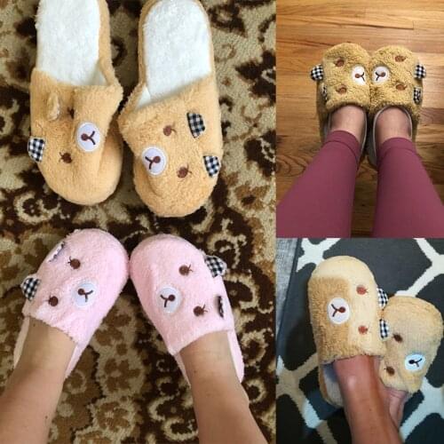 Warm Slipper Home Shoes For Women Simple Fashion Lovely Bear Pig Indoor House Slippers With Fur Winter