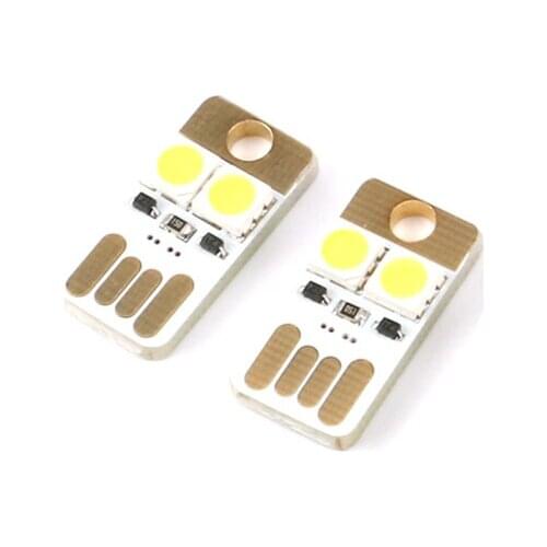 10PCS ultrathin MINI USB LED LAMP 2*5050 SMD LED 5600K WHITE 0.2W 5V power supply small night light camping lamps FREE SHIPPING