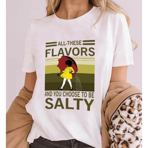 All these flavors and you choose to be salty T-shirts Umbrella girl Shirts Street Ttyle Shirts Women aesthetic art vintage Tops
