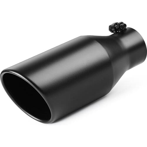 Exhaust Pipe of 3" Inlet 5" Outlet 12" Overall Length Stainless Steel Black Powder Coated Tailpipe for Truck