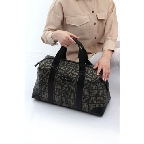 Women Black Waterproof Soft Travel Hand and Shoulder Bag Artificial Materiel Business Trip, Gym, Daily Use %100 Woven Lined