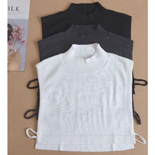 Fashion apparel Vintage Detachable Knit turtleneck women hedging warm collar shirt Half-height knitted decoration fake collar