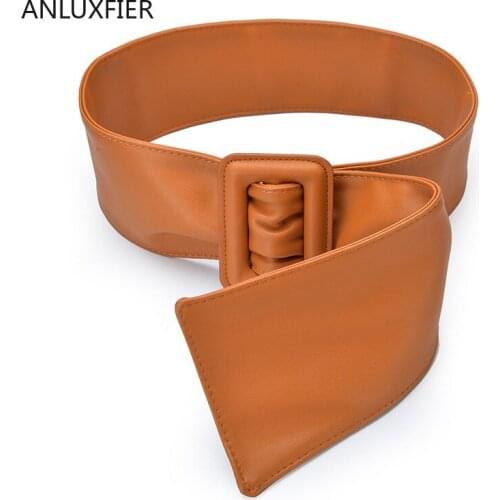H9839 Ladies Soft Wide Waist Belt Korean High Quality Fashion Leather Waistband Pure Color Simple Casual Vintage Cummerbunds
