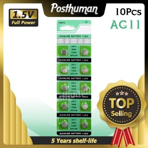 YCDC 10Pcs AG11 Button Battery 1.55V Button Coin Cell Watch Battery Batteries LR47 SR721SW LR721 V362 For Toys