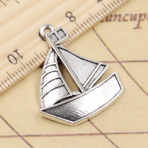 10pcs Charms Ship Boat Sailboat 30x25mm Tibetan Bronze Silver Color Pendants Antique Jewelry Making DIY Handmade Craft