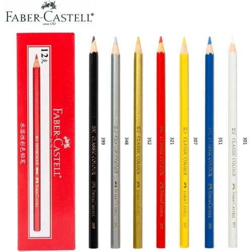 12 pieces FABER CASTELL Classic Oily Water-Soluble Colored Pencils Professional Hand-painted Single Box Black 499 Art Supplies