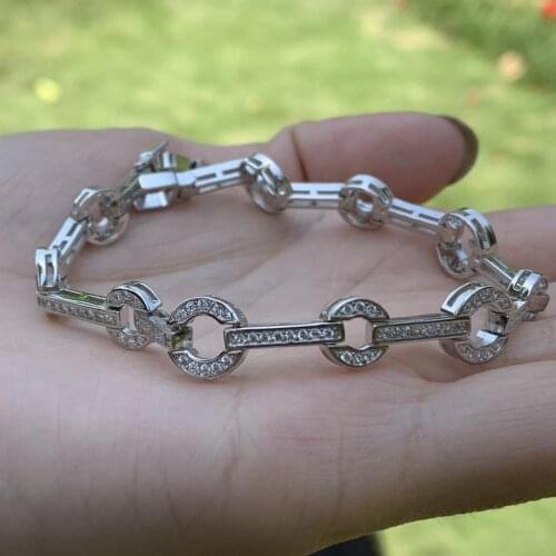 19CM New Arrival Top Selling Vintage Fashion Jewelry 925 Sterling Silver 5A CZ Women Wedding Link Chain Bracelet Gift For Lover